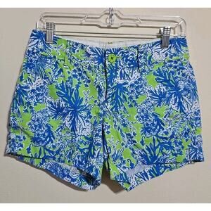 Lilly Pulitzer Callahan Short Limeade Biggest Fan Green Blue Tropical Size 2